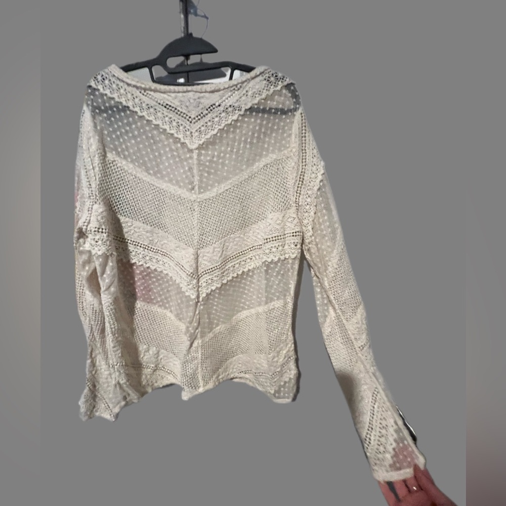 NWOT Sundance Cream Crochet Lace Blouse